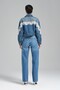 Women's Blue Denim Color Loose Fit Design Denim Jacket with Lace Sleeves - 7