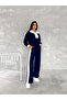Soft Texture Plain Line Turn-Down Collar Tracksuit Set with Side Stripes - 5