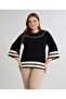 Women's Large Size Stylish Blouse with Stone and Tulle Detail on the Neckline - 6