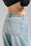 Women's Ice Blue Denim Color Wide Leg Denim Trousers - 8