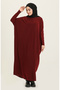 Bat Sleeve Casual Dress 2000-12 Claret Red - 2