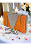 Orange Satin Silver Stone Metal Handle Evening Bag Evening Bag - 6