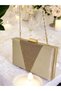 Nude Satin Rosegold Stone Metal Handle Evening Dress Bag Evening Bag Engagement Wedding Bag - 5