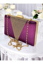 Purple Satin Rosegold Stone Metal Handle Evening Bag Evening Bag - 6