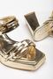Tommo Gold Patent Leather Platform Open Toe Thick Heeled Shoes - 3