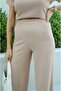Women's Short Sleeve Comfortable Fit Loose Bottom Top Wrap Set - 2