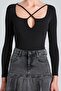 2754 Black Cross Detailed Bodysuit - 4