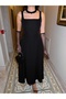 Square Neck Thick Strap Midi Length Dress - 3