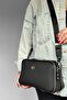 Lakost Leather 5 Compartment Wide Strap Women's Shoulder Bag Black Color - 4