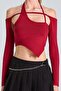 2459 burgundy blouse with neckline and drawstring detail - 2