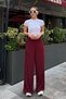 Burgundy High Waist Relaxed Fit Wide Leg Women's Pants Mg2309