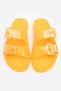 Marlowe Transparent Orange Double Buckle Detail Flat Sole Women's Slippers - 5
