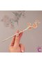 Pink Flower Bud Design Japanese Bun Stick 18cm - Women's Metal Hair Bun Clip Stick Barrette