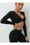 Women's Black Knot Detail Crop Body - 3