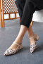 Women's Designer Helmet Back Open Short Heeled Shoes Emoi Beige Skin Leopard - 4