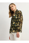 Floral Print Balloon V-Neck Blouse - 3