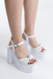 High Platform Wedge Heel Knot Strappy Skin Buckle Summer Women's Wedge Sandals Shoes - 4