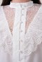Women's Plus Size Robe Lace Ruffle Detail Crepe Shirt G0068 - 7