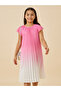 Ombre Print Pleated Round Neck Dress - 2