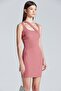 2472 Dusty Rose Thick Strap Dress with Stripe Detail - 5