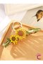 Knitted Sunflower Ivy Leaf Design Floral Women's Hairpin Metal Gold - Elegant Hair Clip - 2