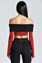 1962 Madonna Neckline Black Sleeves Tile Crop - 5