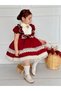 Vintage Baby Girl Dress with Burgundy Brooch, Birthday, Photo Shoot Dress, Suitable for Ages 0-13 - 6