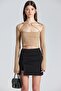 2435 Ring Detailed Cross Front Mink Blouse