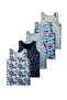 95% Cotton Boys' Undershirts Set of 5 / Mixed Color Patterned Undershirts / Underwear Set of 5 - 3