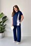 Navy Blue Side Garnished Modal Suit - 3