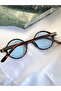 Round Leopard Frame Blue Glass Women's Sunglasses - 3
