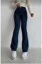Dark Blue Flared Leg Jean Flare Women's Colorfast - 3