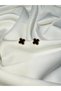 Gold Detail Black Clover Earrings
