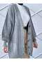 Thick Winter Knitted Patterned Women's Cardigan with Balloon Sleeves and 5 Buttons - 5