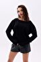 4216 Knitwear Flat Sheath Sweater-Black - 2