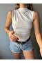 Shirred Sandy Stretchy Fabric Tank Top