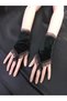 Heena Ruffled Velvet Shahmaran Gloves Black - 4