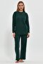 Women's Emerald Comfortable Oversize Interlock Thick Winter Ribbed Casual Home Wear Pajama Set - 3