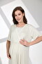 Women's Water Green Patterned Special Design 100% Cotton Maternity Maternity Dressing Gown Nightgown Set - 6