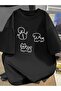 Unisex Snowman Dog Cat Drawing Printed Oversize 100% Cotton T-Shirt