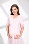 Women's Pink Patterned Lace Special Design 100% Cotton Maternity Maternity Dressing Gown Nightgown Set - 4