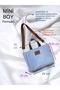 Mini Size Zippered Waxed Canvas Sky Blue Handbag / Cross Strap - 5