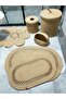 Jute, Bathroom Set, Bath Mat, Mat Set, Makeup Basket, Trash Can, Toilet Mat - 4