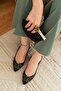 Rösal Black Buckle (4 cm) Pointed Toe Heeled Shoes - 2