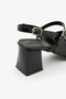 Black Patent Leather Square Toe Thick Heeled Ankle Lace-Up Women's Heeled Shoes - 5