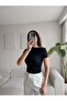 Boat Neck Gathered Crop - Black - 3