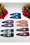 Snap Fastener Plaid Patterned Buckle Set of 10 Hair Clips Hair Accessory - 6