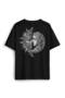 Celestal Balance Sun and Moon Astrology Ying Yang Printed Oversize T-Shirt Black T-Shirt - 2