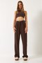 Women's Bitter Brown Double Pleated Detailed Belted Knitted Trousers 3851 60261449 - 2