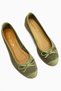 Genuine Leather Alfreda Khaki Suede Leather Detailed Bow Women's Ballerinas - 7
